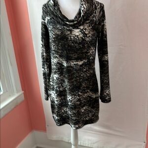 Linea Domani mini dress.Sz M black/brown/gold print Boho Indie Sleeze Grunge